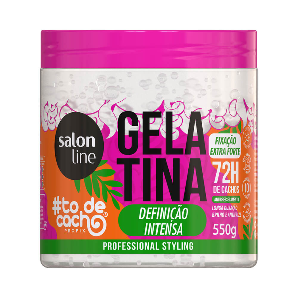 Gelatina Salon Line Definição Intensa 550g - embalagem frontal com tampa rosa