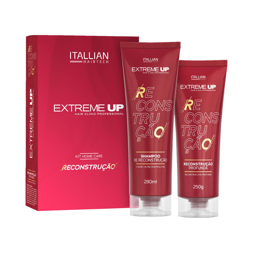 Kit Itallian Home Care Extreme-Up Reconstrução com shampoo e máscara vermelhos