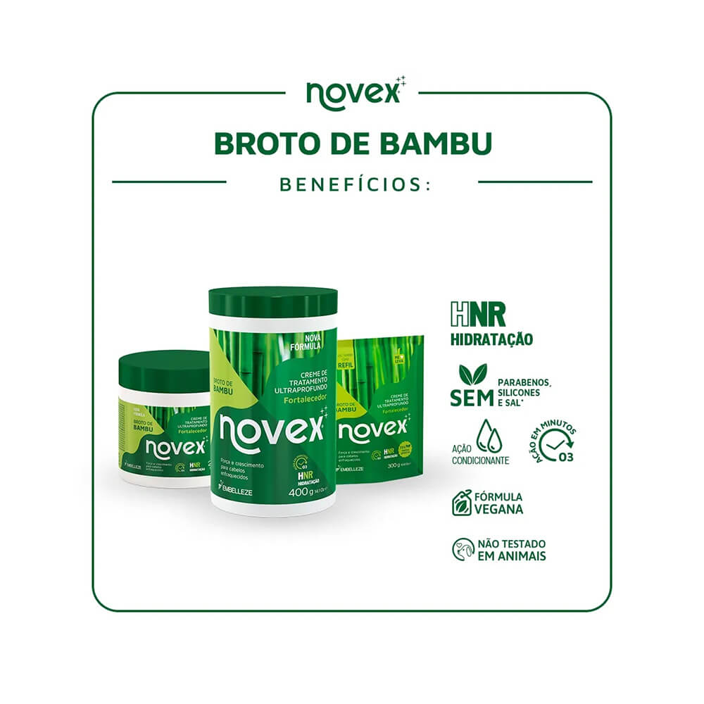 Linha Novex Broto de Bambu com potes e refil alinhados