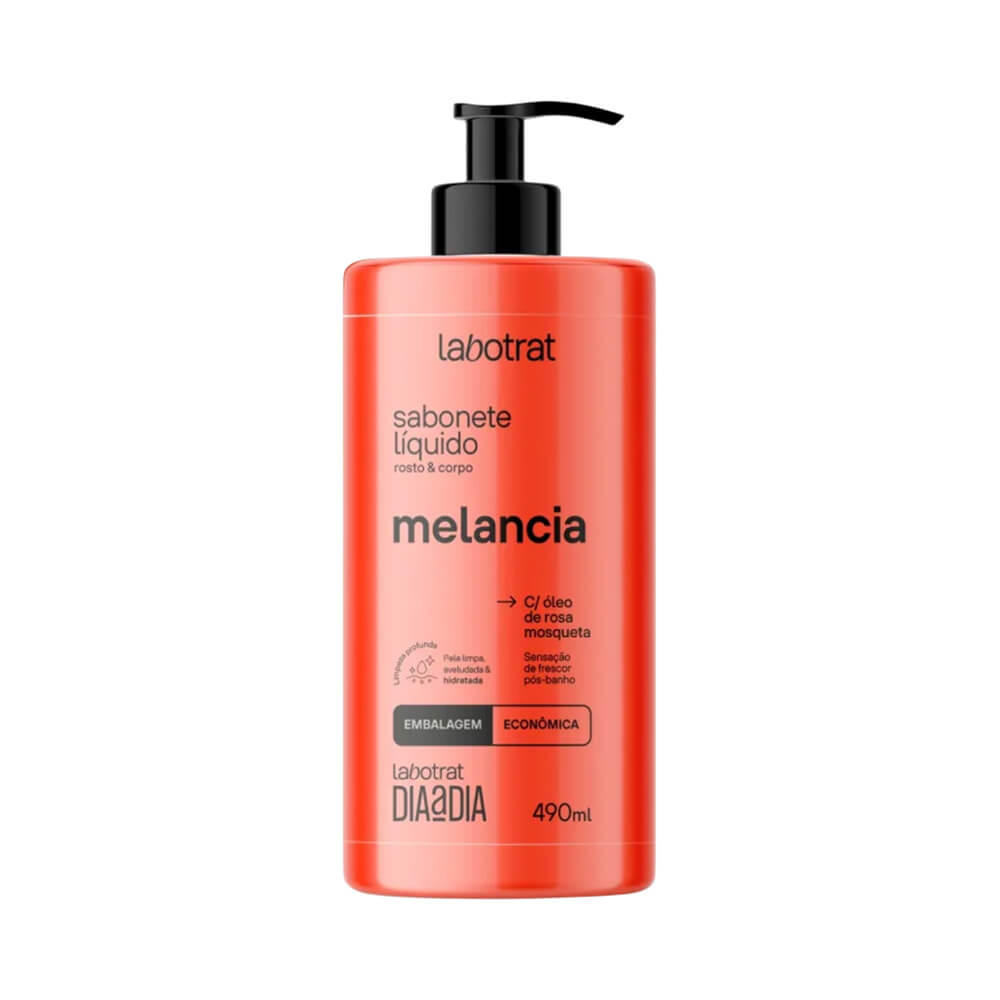 Sabonete Líquido Labotrat Dia a Dia Melancia 490ml com dispenser preto