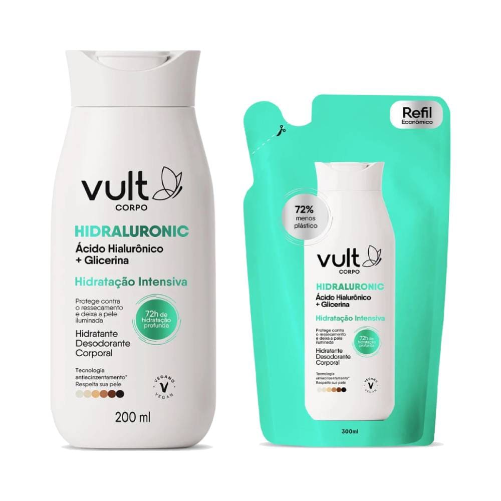 Kit Vult Hidraluronic com hidratante corporal 200ml e refil 300ml