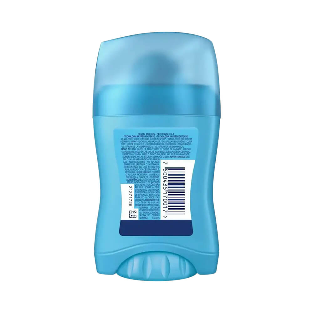 Vista traseira do desodorante em barra Secret Jasmine 45g mostrando detalhes da embalagem e informações do produto