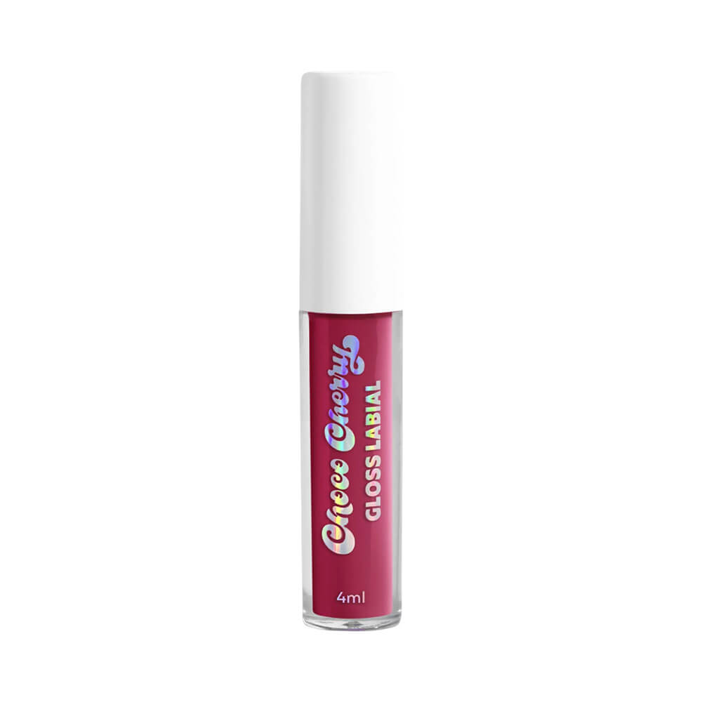 Lip Gloss Dailus Choco Cherry Bombom de Cereja em tubo transparente com tampa branca