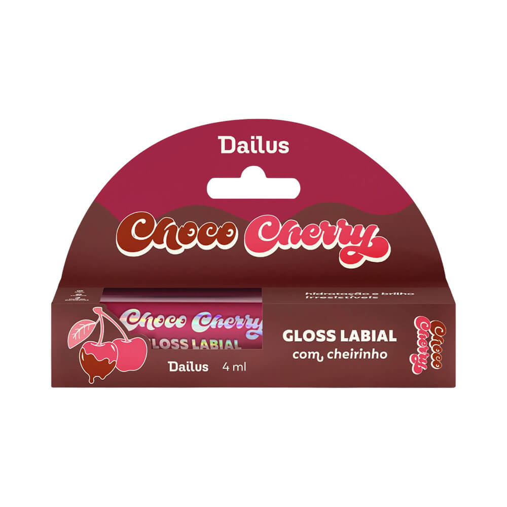 Embalagem do Lip Gloss Dailus Choco Cherry Bombom de Cereja