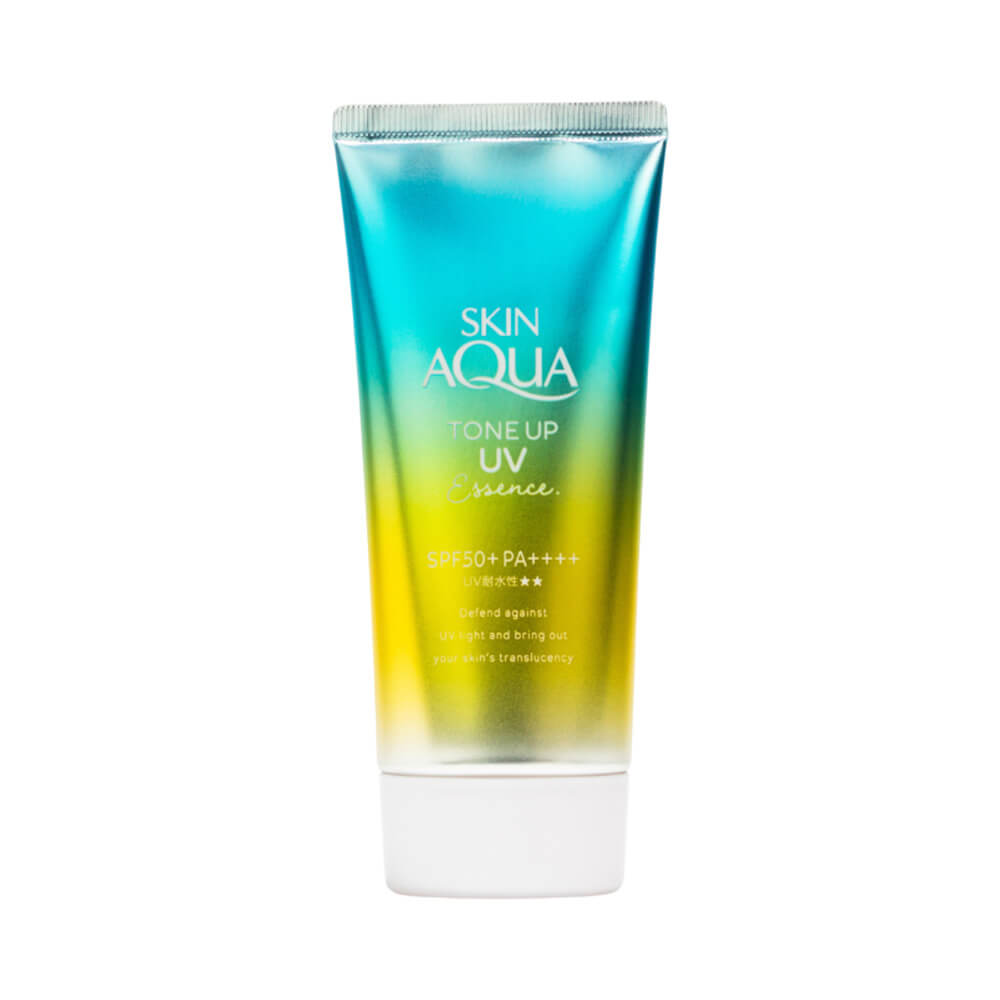 Protetor Solar Skin Aqua Tone Up UV Essence FPS 50+ Mint Green 80g embalagem frontal