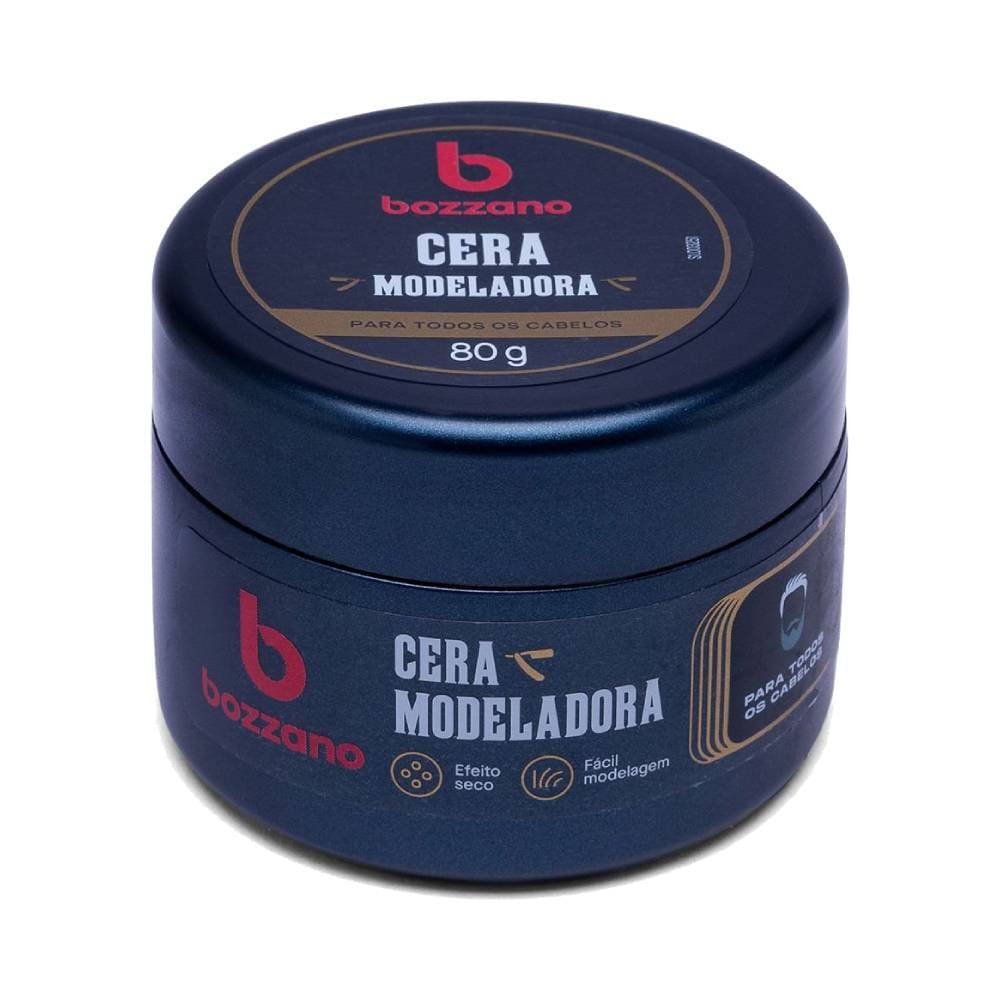 Pote da Cera para Cabelo Bozzano Modeladora 80g em embalagem azul escuro