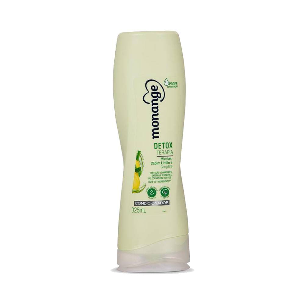 Frontal do condicionador Monange Detox Terapia 325ml em embalagem creme claro