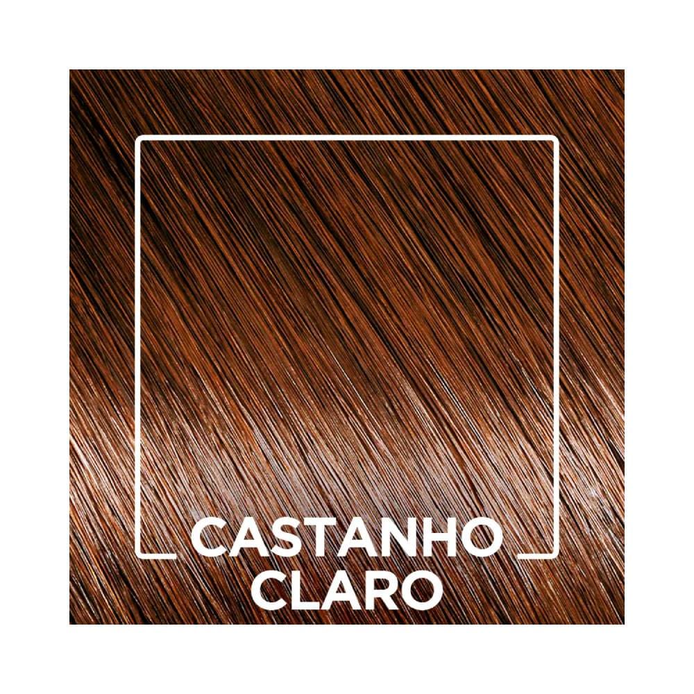 Amostra da cor Castanho Claro — fios brilhantes e nuances naturais