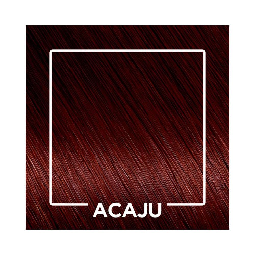 Amostra da cor Acaju em cabelo brilhante