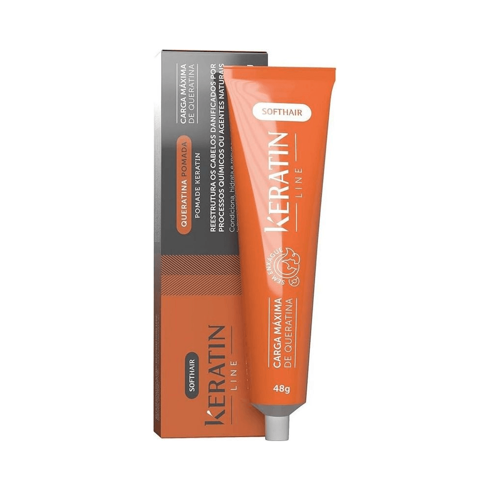Pomada Keratin Line Intensive 48g em destaque com embalagem e caixa