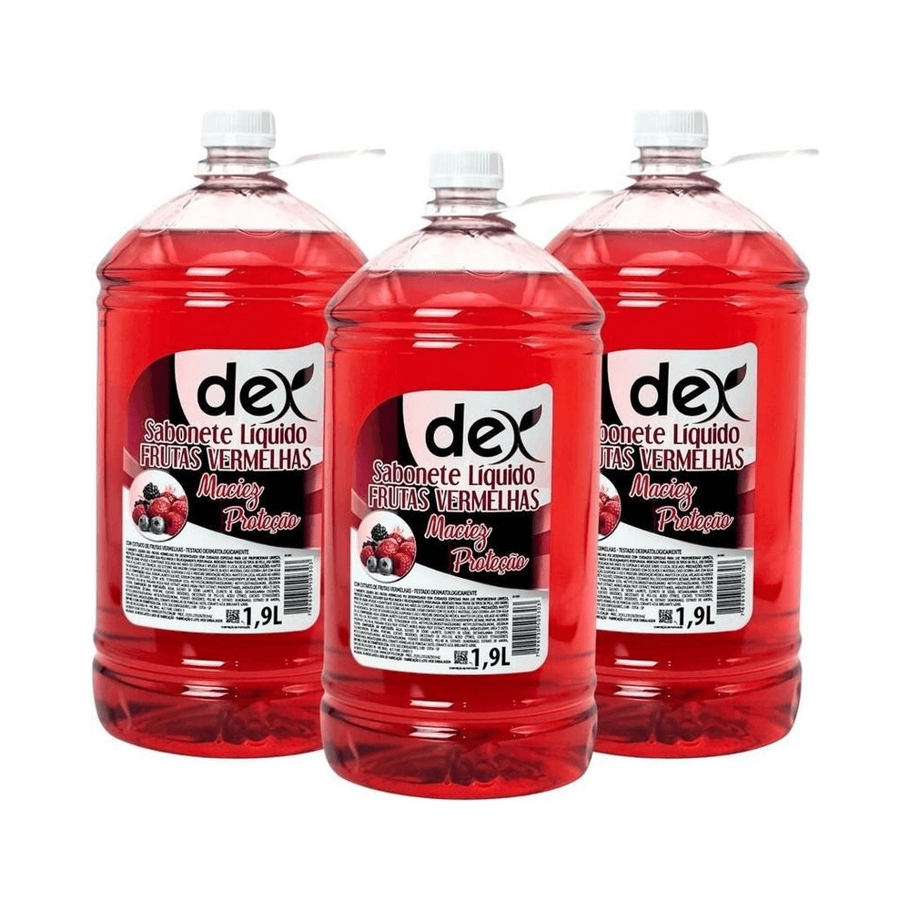 Conjunto de frascos Sabonete Líquido Soft Fix Dex Frutas Vermelhas 1900ml