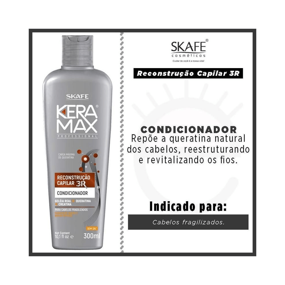 Condicionador Keramax 300ml com destaque para ativos