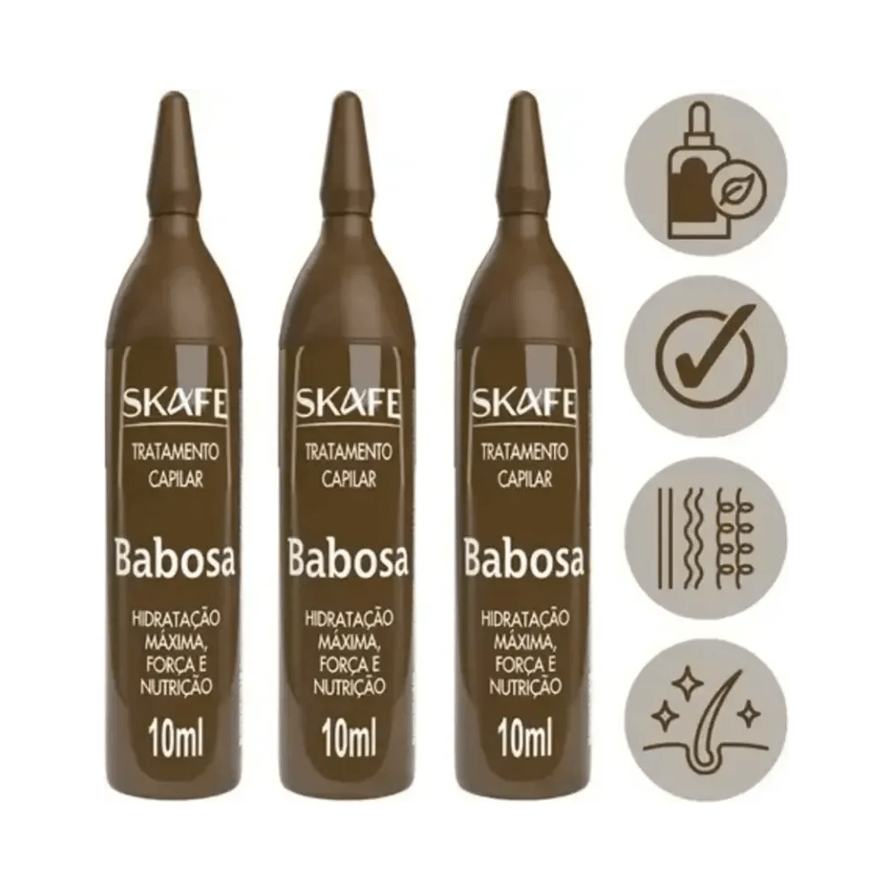 Ampolas Skafe Babosa 10ml - tratamento capilar, nutrição e brilho