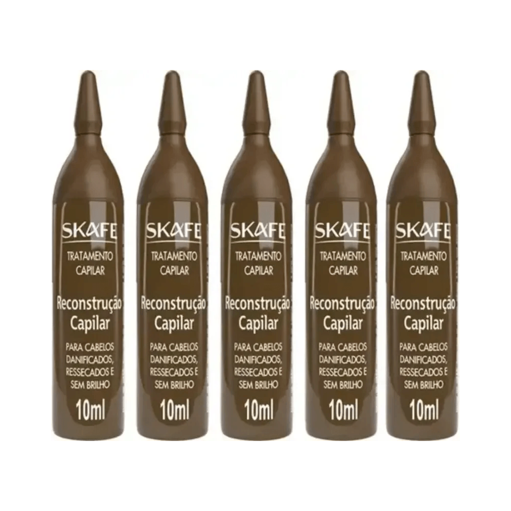 Kit de ampolas Skafe Tratamento Capilar Reconstrução 10ml alinhadas