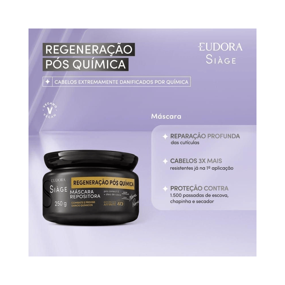 Promoção visual da Máscara Repositora Siàge Eudora com destaque para regeneração