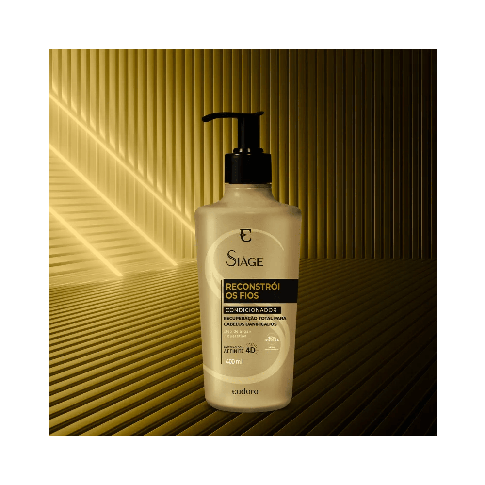 Condicionador Siàge Reconstrói os Fios 400ml em cenário dourado