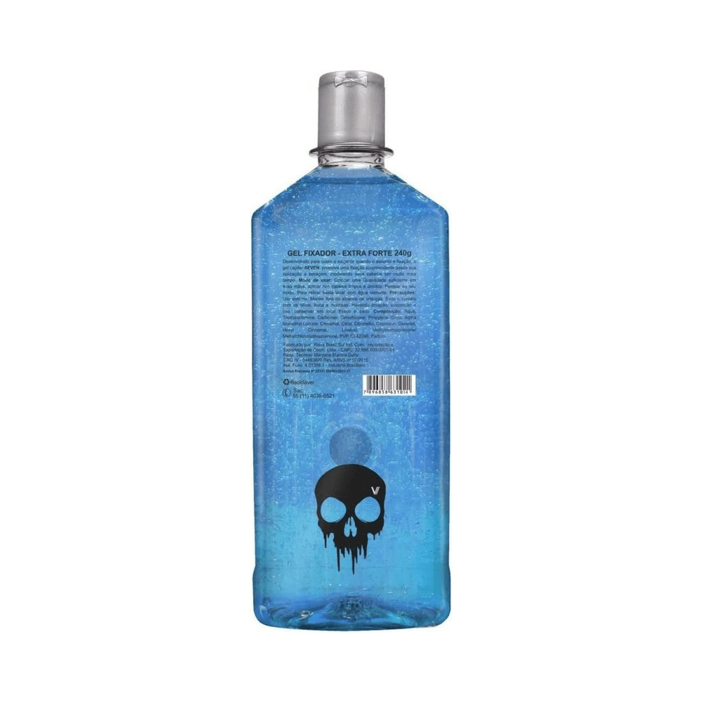 Verso do frasco do Gel Fixador Seven Azul 240g