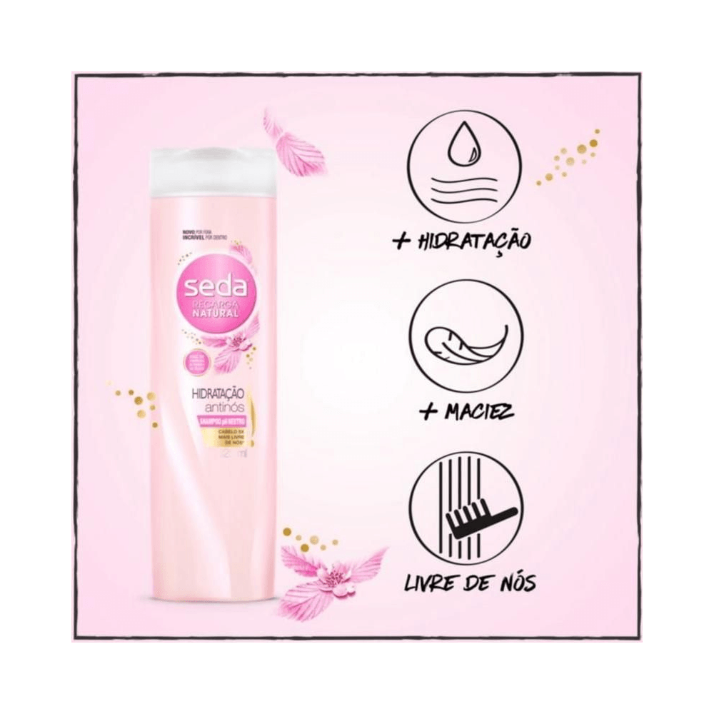 Imagem promocional do shampoo Seda Hidratação Anti Nós 325ml