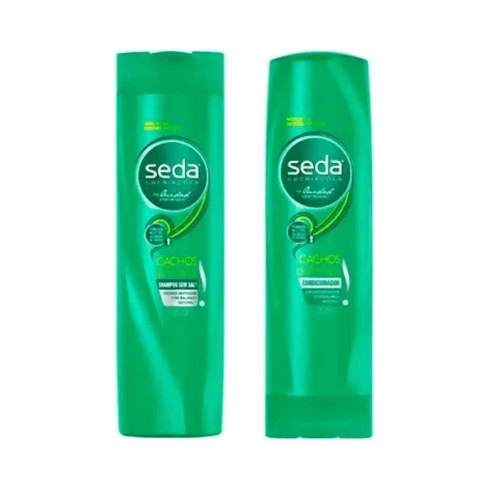 Frascos do Kit Seda Cachos Definidos 325ml lado a lado