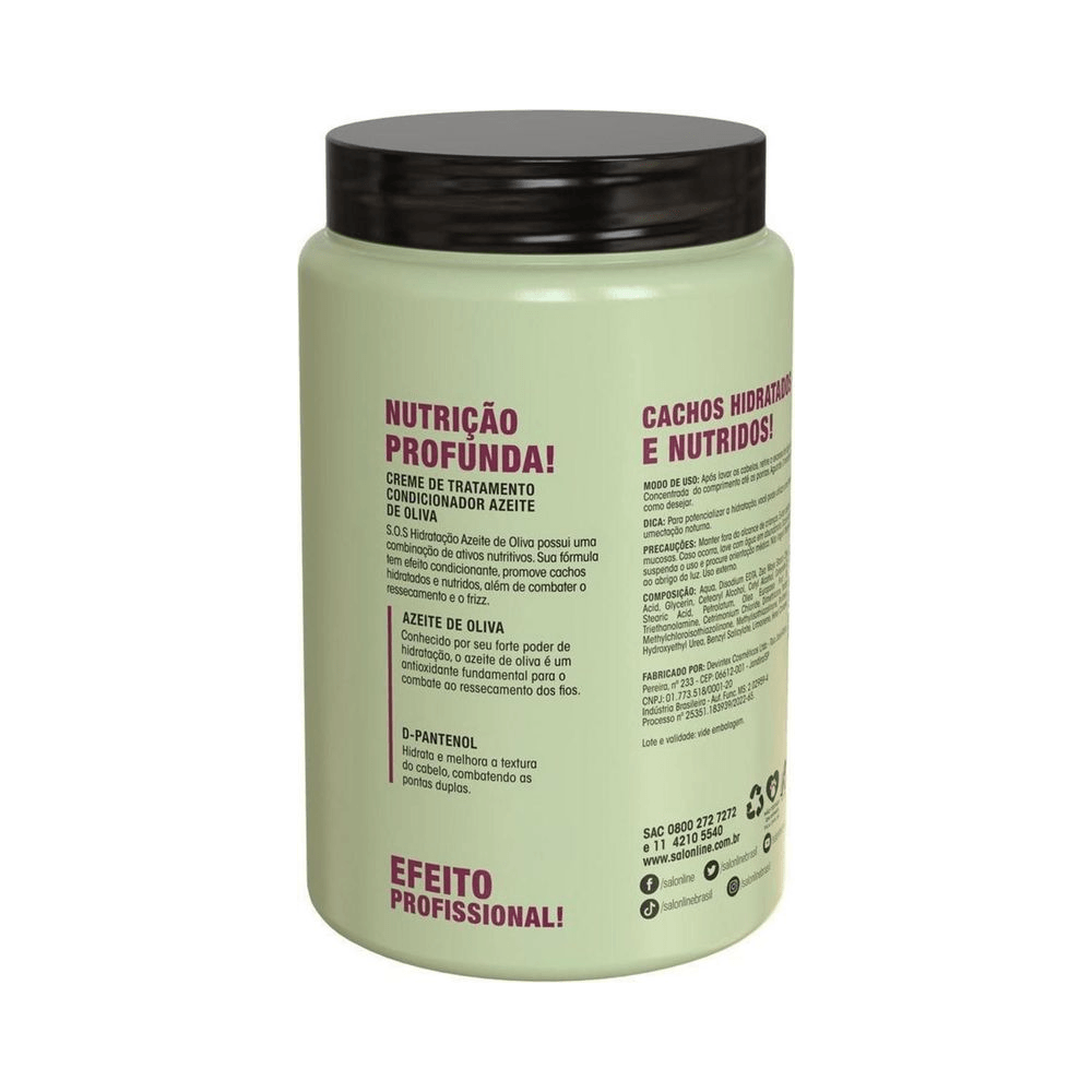 Verso da embalagem da máscara Salon Line S.O.S Hidratação mostrando indicação de uso e ingredientes