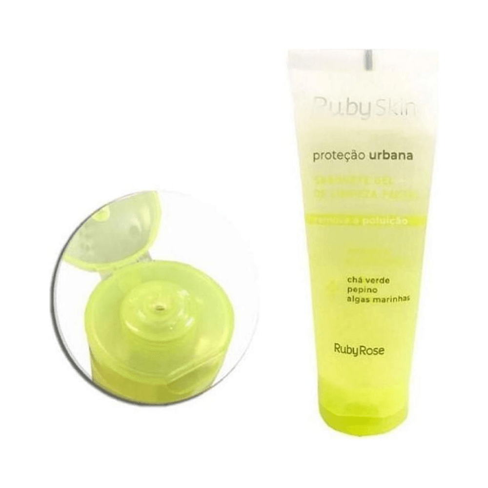 Sabonete em Gel Facial Ruby Rose 100ml com tampa flip-top aberta mostrando o bico aplicador