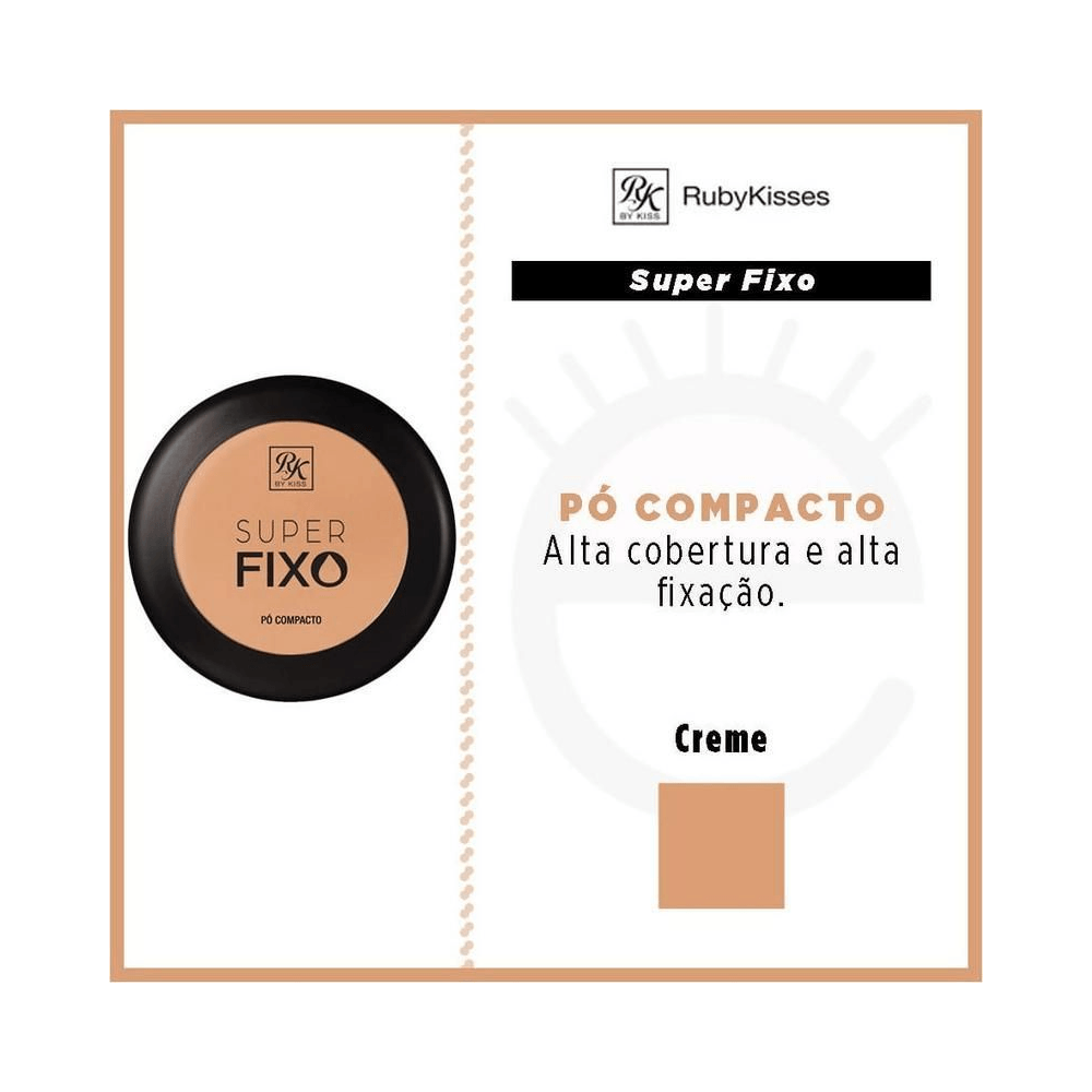 Imagem promocional do Pó Compacto RK Super Fixo Creme com amostra de cor