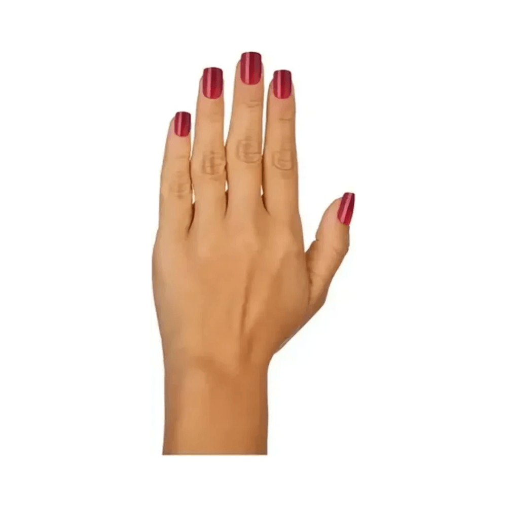 Mão com unhas postiças Ricca vermelho bordô acabamento brilhoso