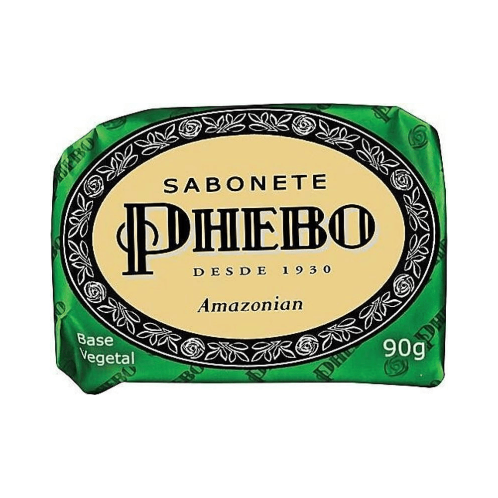 Embalagem Phebo Amazonian 90g com rótulo oval creme e detalhes florais