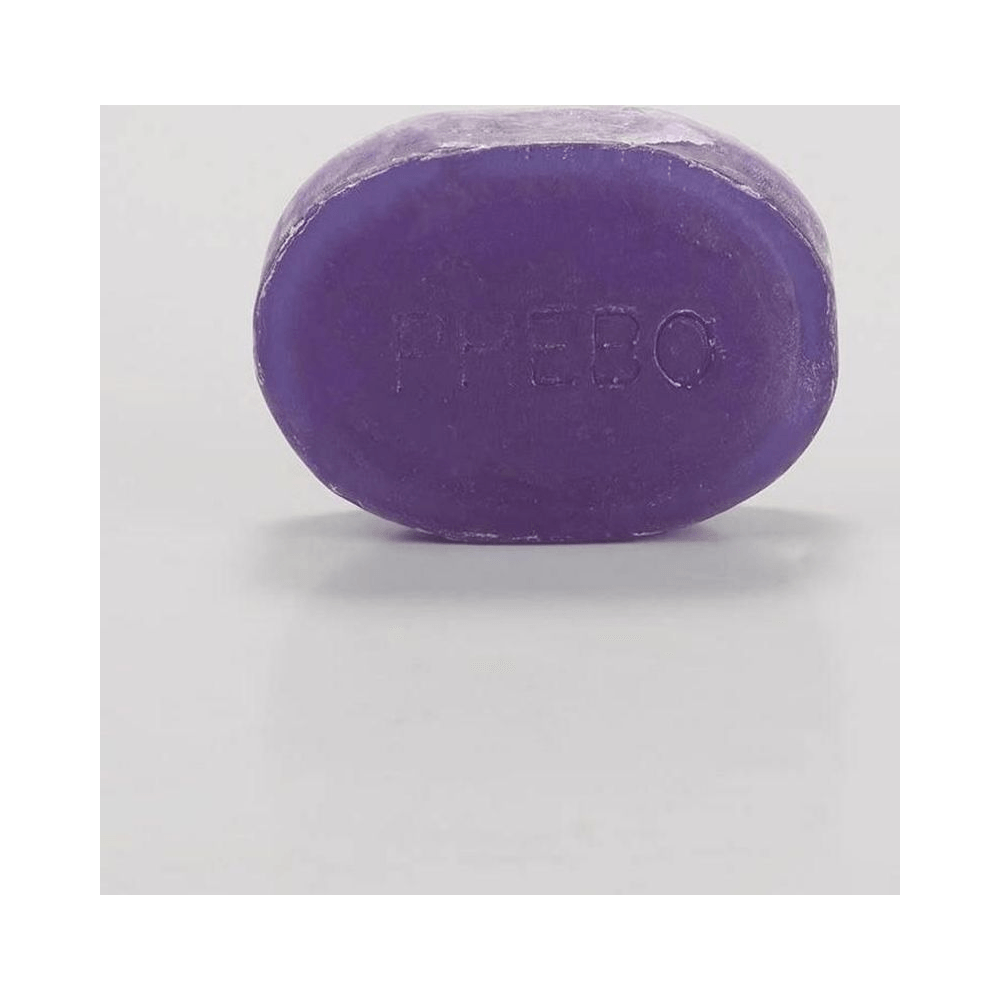 Barra de sabonete Phebo em relevo 'PHEBO' cor roxa