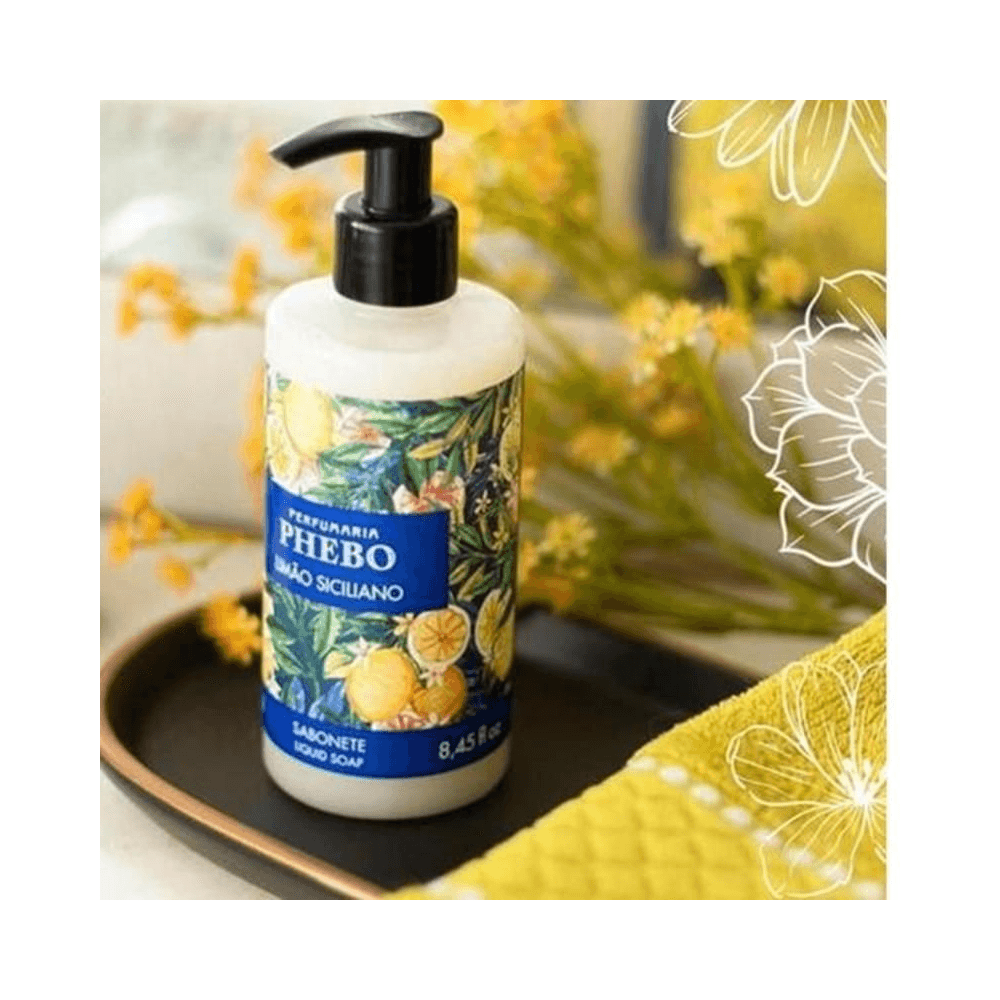 Sabonete Líquido Phebo Limão Siciliano em bandeja decorativa