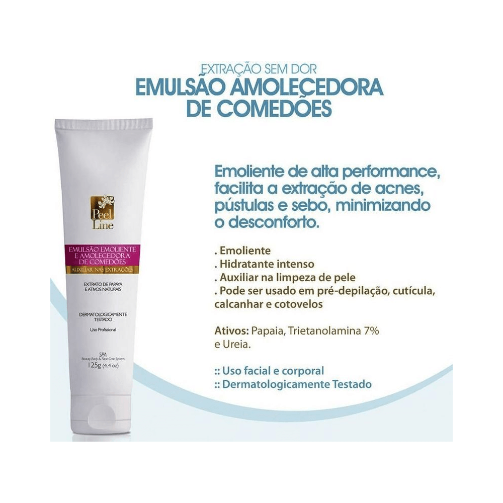 Peel Line Emulsão Amolecedora de Comedões 125g com destaque dos ativos