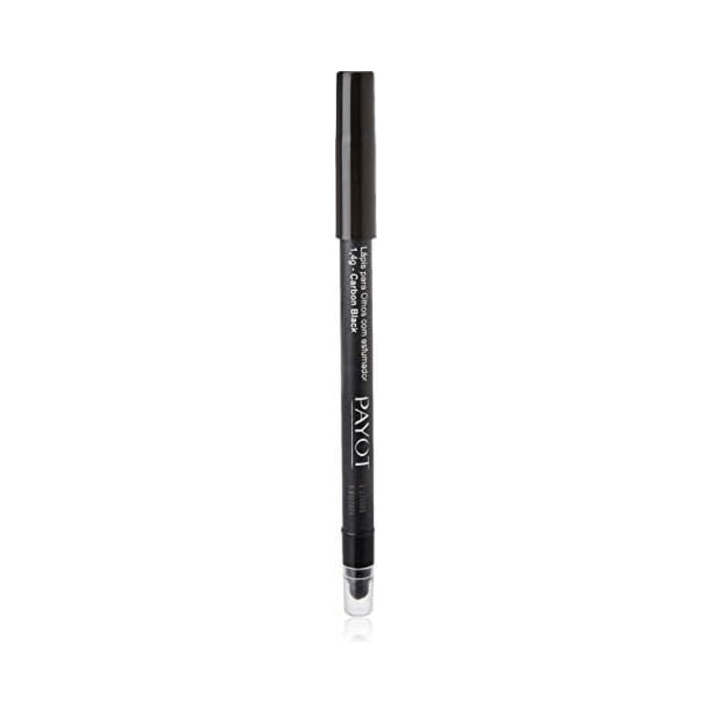 Lápis de Olhos Payot Carbon Black mostrando ponta e esfumador