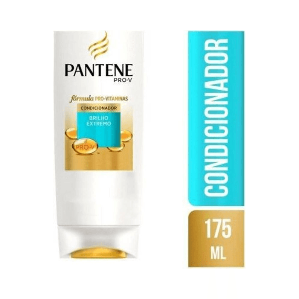 Frasco do Condicionador Pantene Pro-V Brilho Extremo com destaque do volume 175 ml