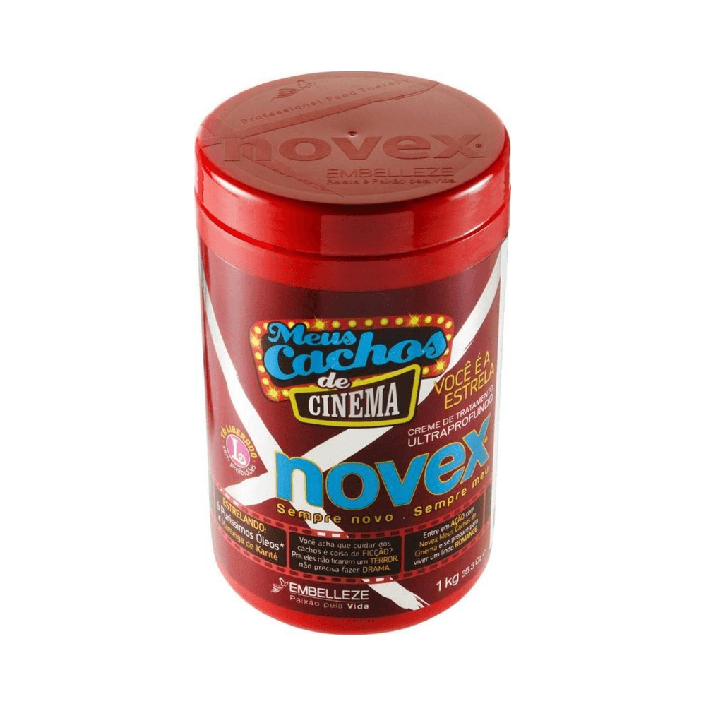 Creme de Tratamento Novex Meus Cachos de Cinema 1000g em pote vermelho