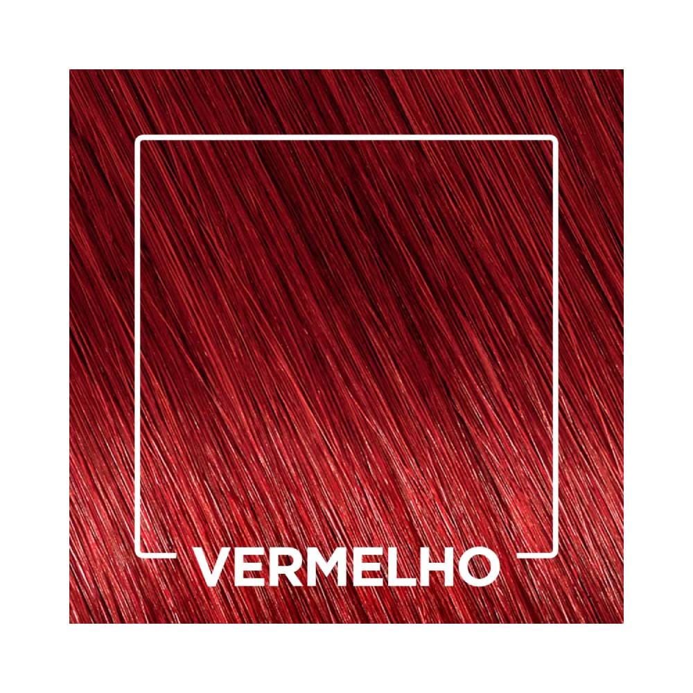 Amostra de cabelo tingido em tom vermelho vibrante