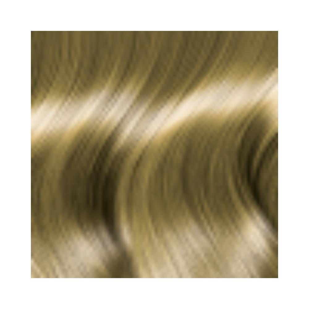 Mecha de cabelo ondulado com cor louro claro cinza após aplicação da coloração Keraton.