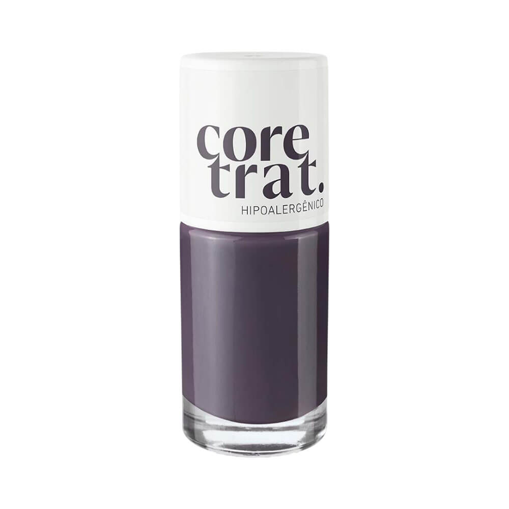 Esmalte Blant Coretrat Cremoso Trufa Suave em frasco de vidro com tampa branca mostrando o tom roxo acinzentado cremoso