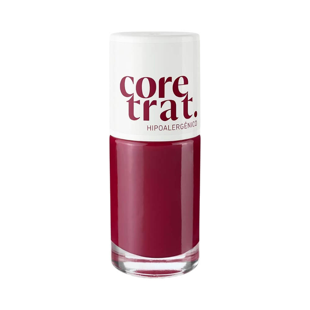Esmalte Blant Coretrat Cremoso Vermelho Canela em frasco transparente com tampa branca