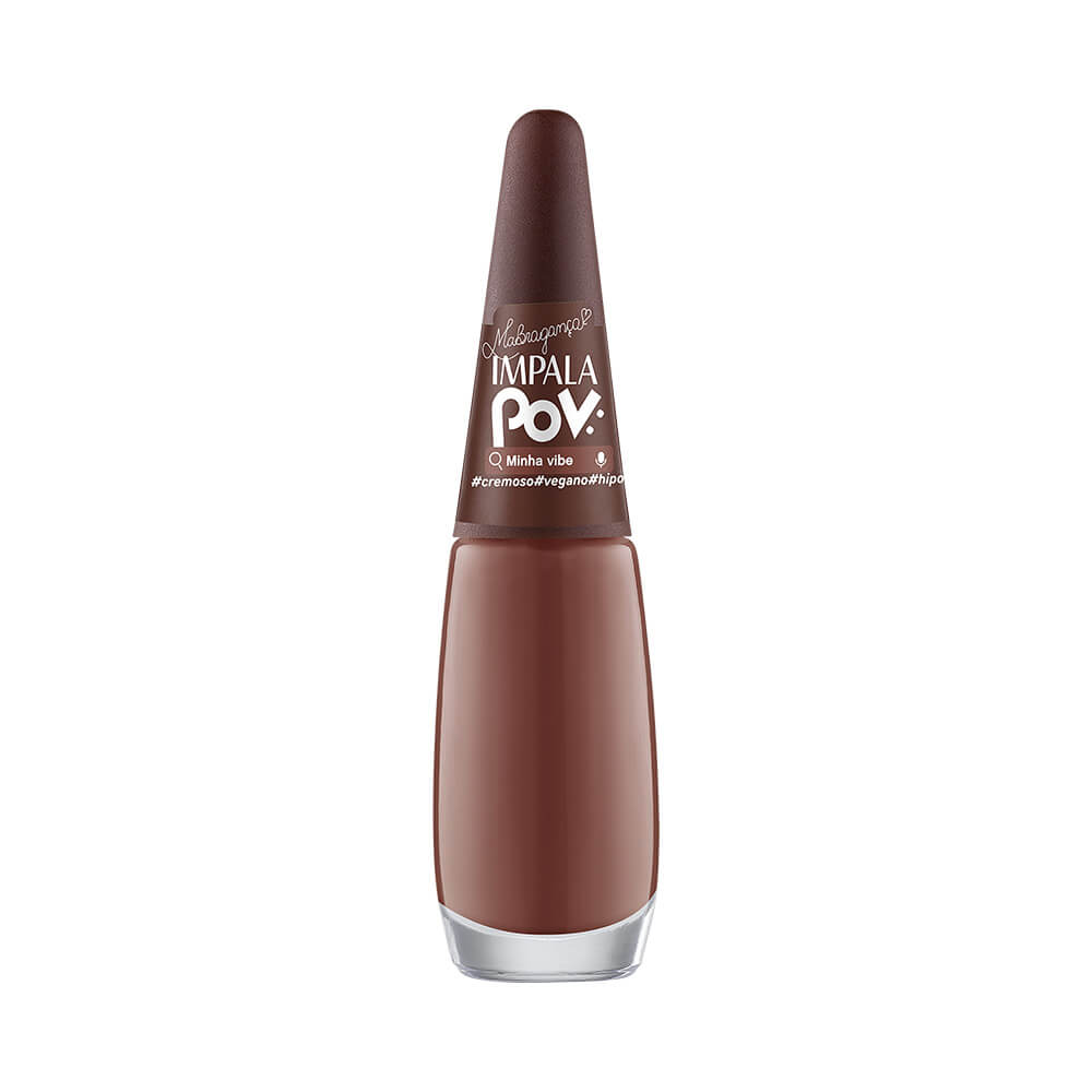 Frasco de esmalte Impala Marcella POV Minha Vibe marrom chocolate cremoso