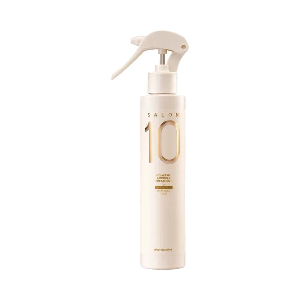 Frasco perolado da Máscara em Spray Mise en Scène Salon 10 No Wash 200ml com detalhes dourados