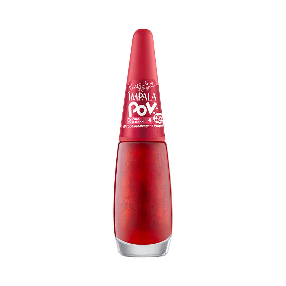 Frasco de top coat Impala POV vermelho perolado
