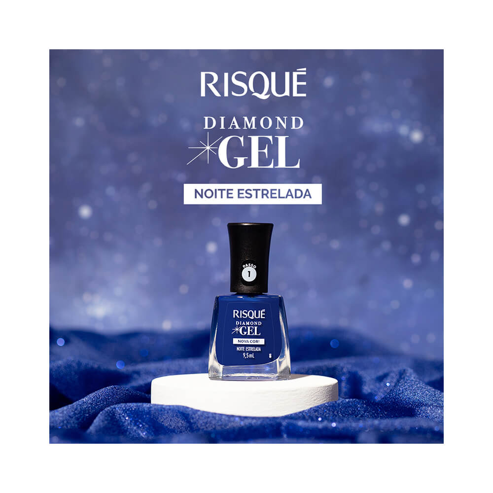 Esmalte Risqué Diamond Gel Nova Cor Noite Estrelada - Ikesaki