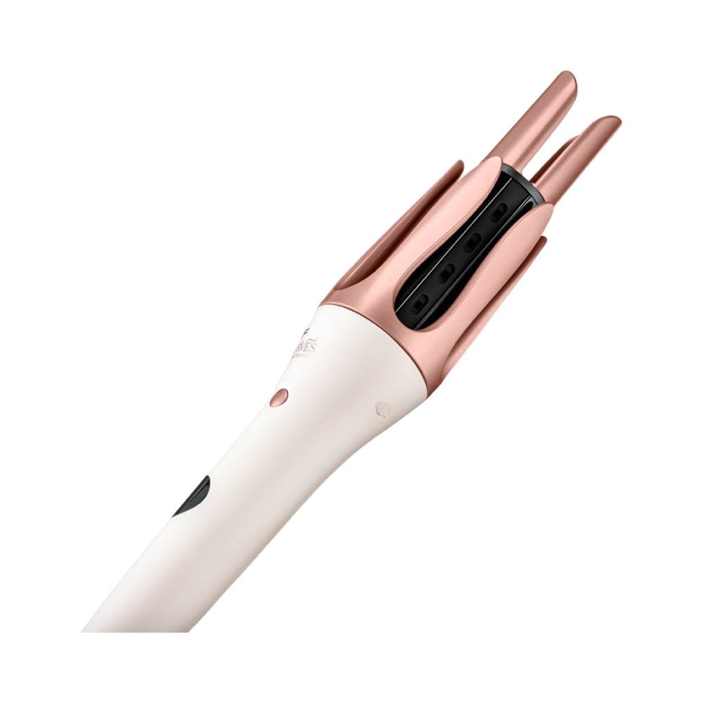 Close da cabeça do modelador Taiff Curves Automatic, mostrando garras rose gold e mecanismo automático.