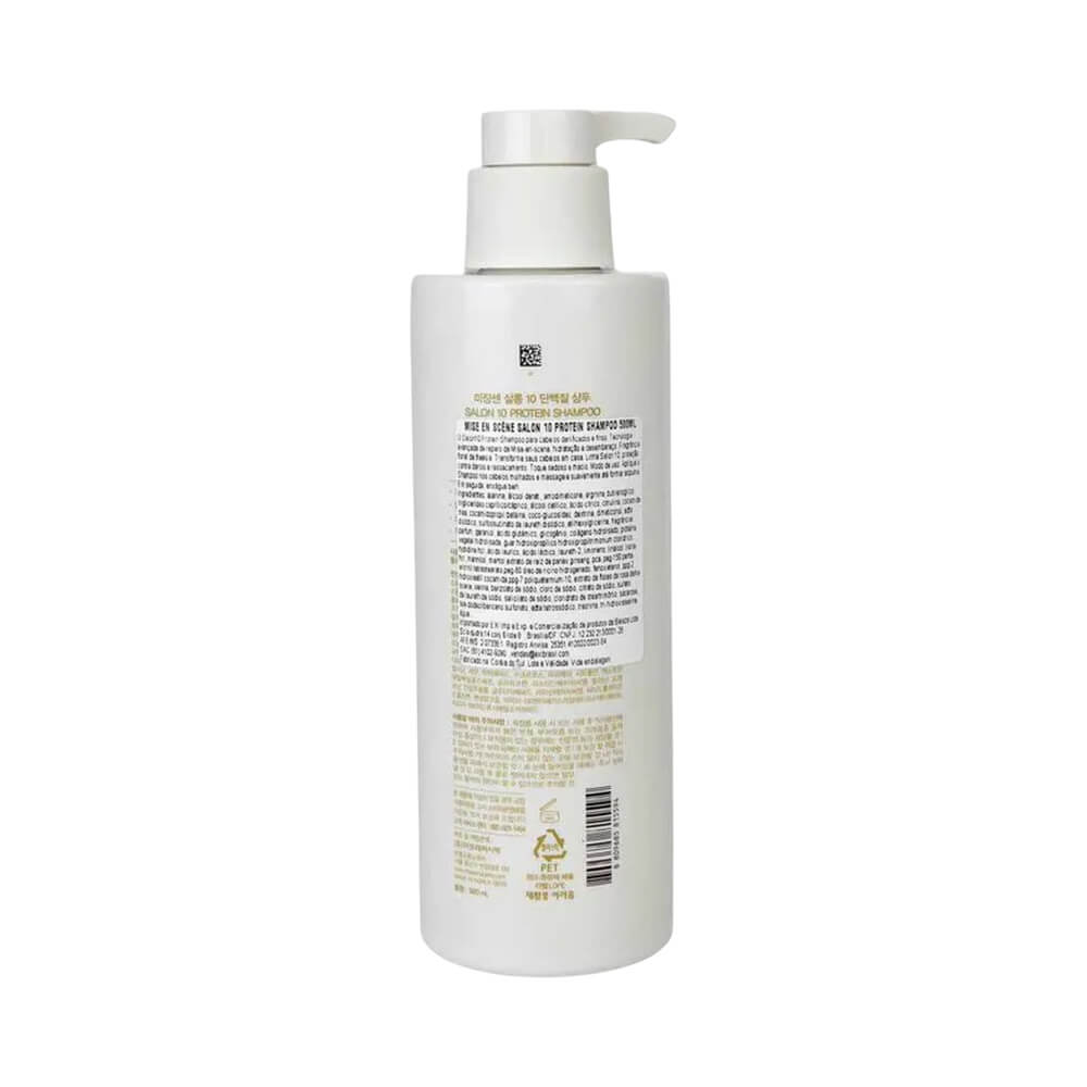 Verso do frasco do Shampoo Mise en Scène mostrando informações e ingredientes