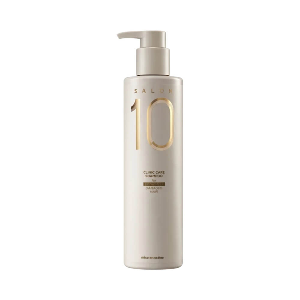 Frasco do Shampoo Mise en Scène Salon 10 Clinic Care para cabelos extremamente danificados, 500ml