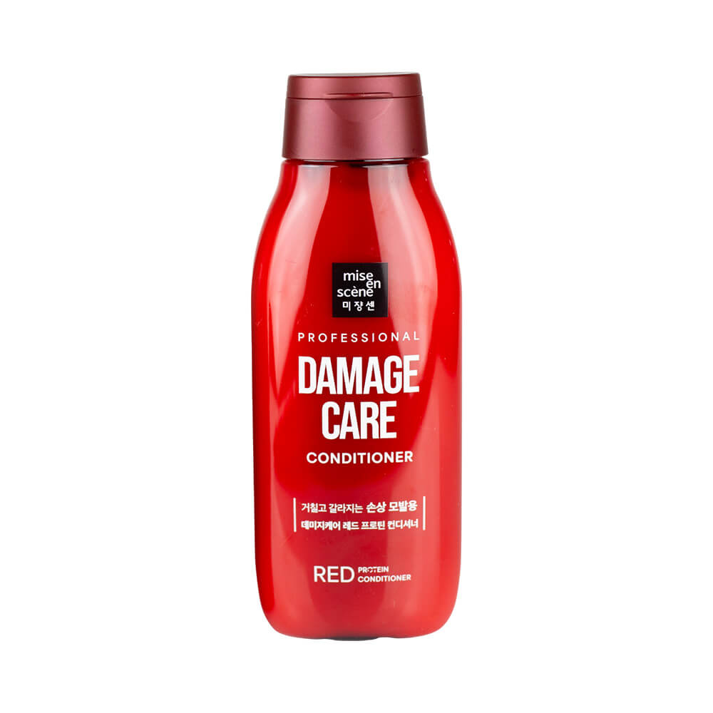 Frasco vermelho brilhante do Condicionador Mise en Scène Professional Damage Care Red Protein 200ml