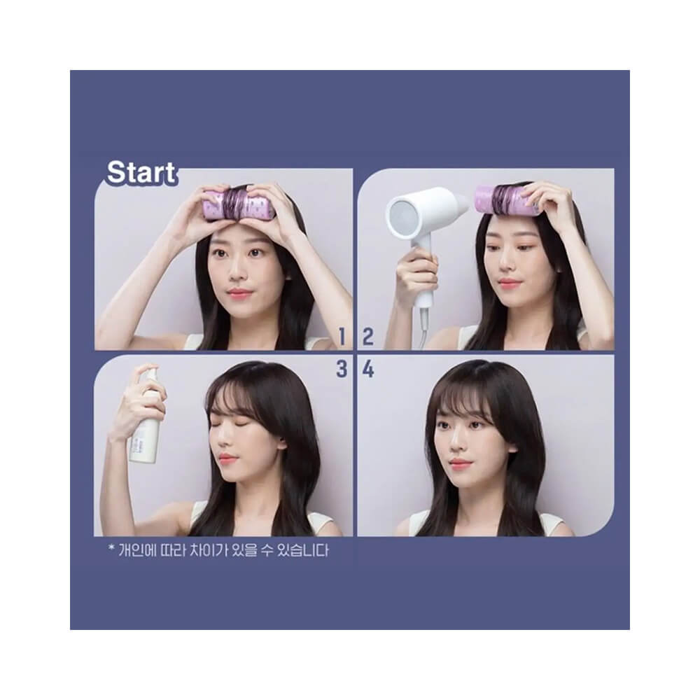 Instruções de uso do Fixador Capilar Mise en Scène Curling for Bangs Fixer com passo a passo