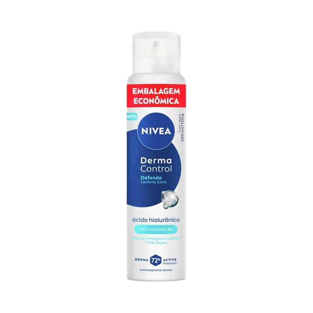 Desodorante Aerosol Nivea Derma Control Defende 200ml com fundo azul