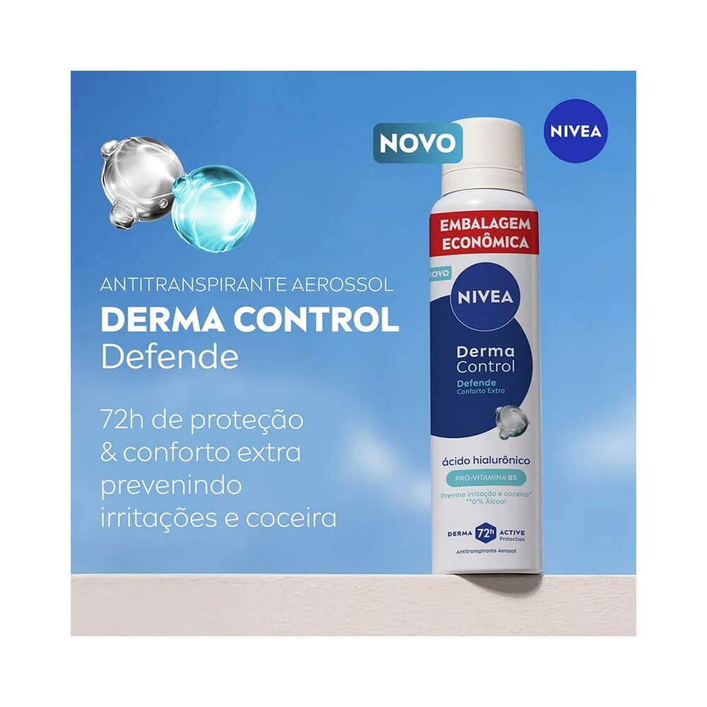 Desodorante Nivea Derma Control Defende em spray, embalagem azul