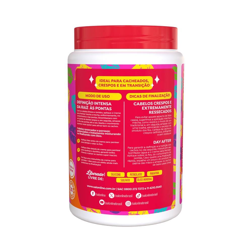 Parte traseira do pote do Creme para Pentear Salon Line Definição Cachos Ostentação 1kg com informações do produto